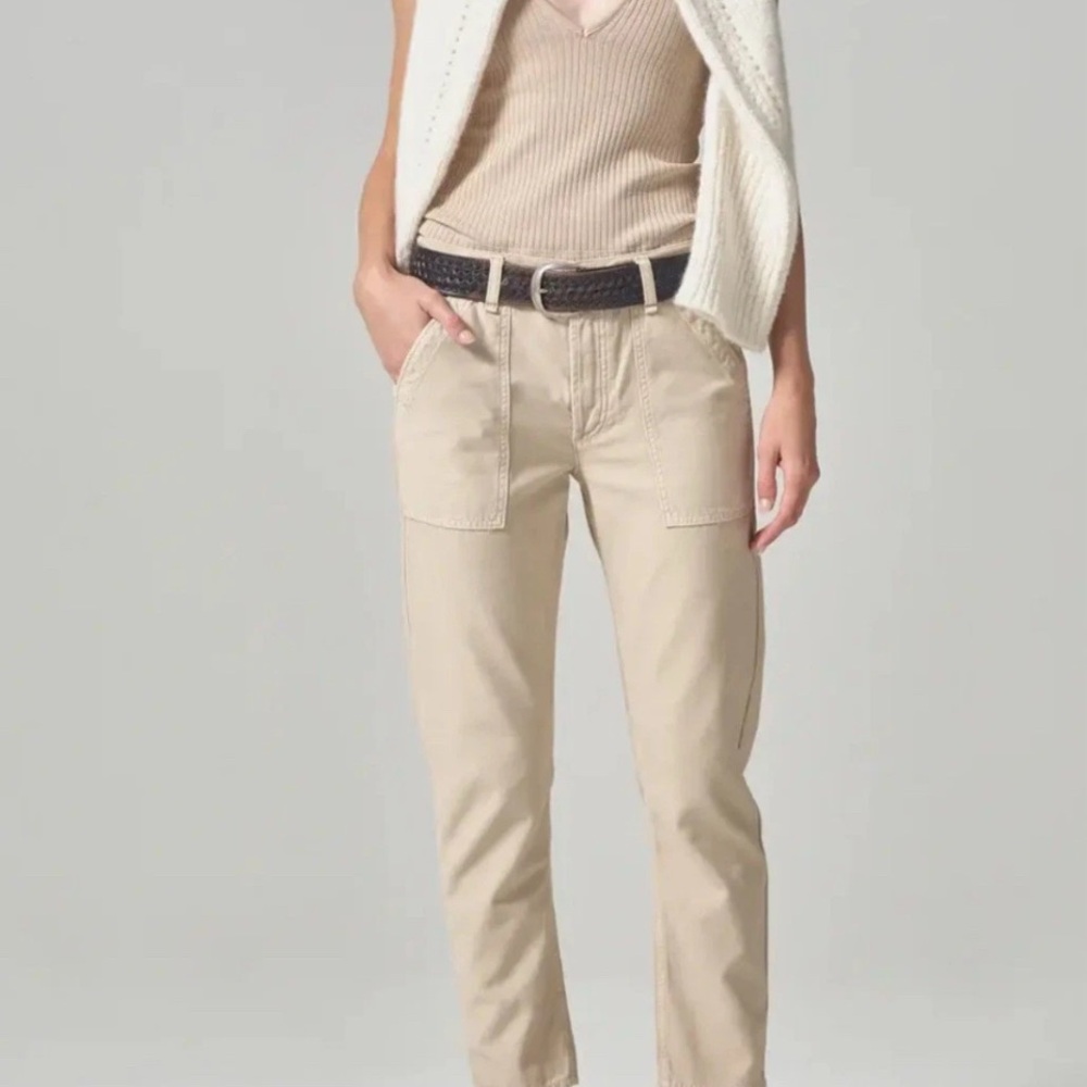 Citizens Of Humanity Leah Cargo Pants Womens 32 Taos Sand Comfort Stretch NWT